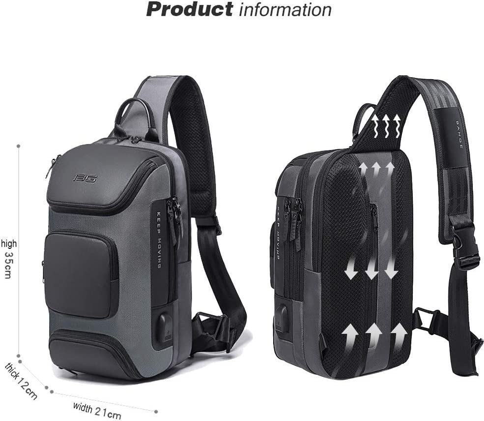 Sling Backpack Sling Bag for Men Crossbody Backpack Waterproof Casual Shoulder Bag with USB Charging Port