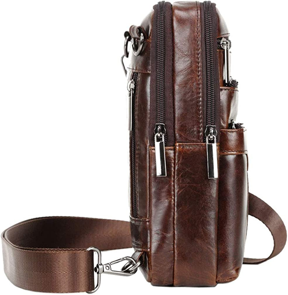 Vintage Leather Shoulder Messenger Bag for Men Travel Business Crossbody Pack Wallet Satchel Sling Chest Bags