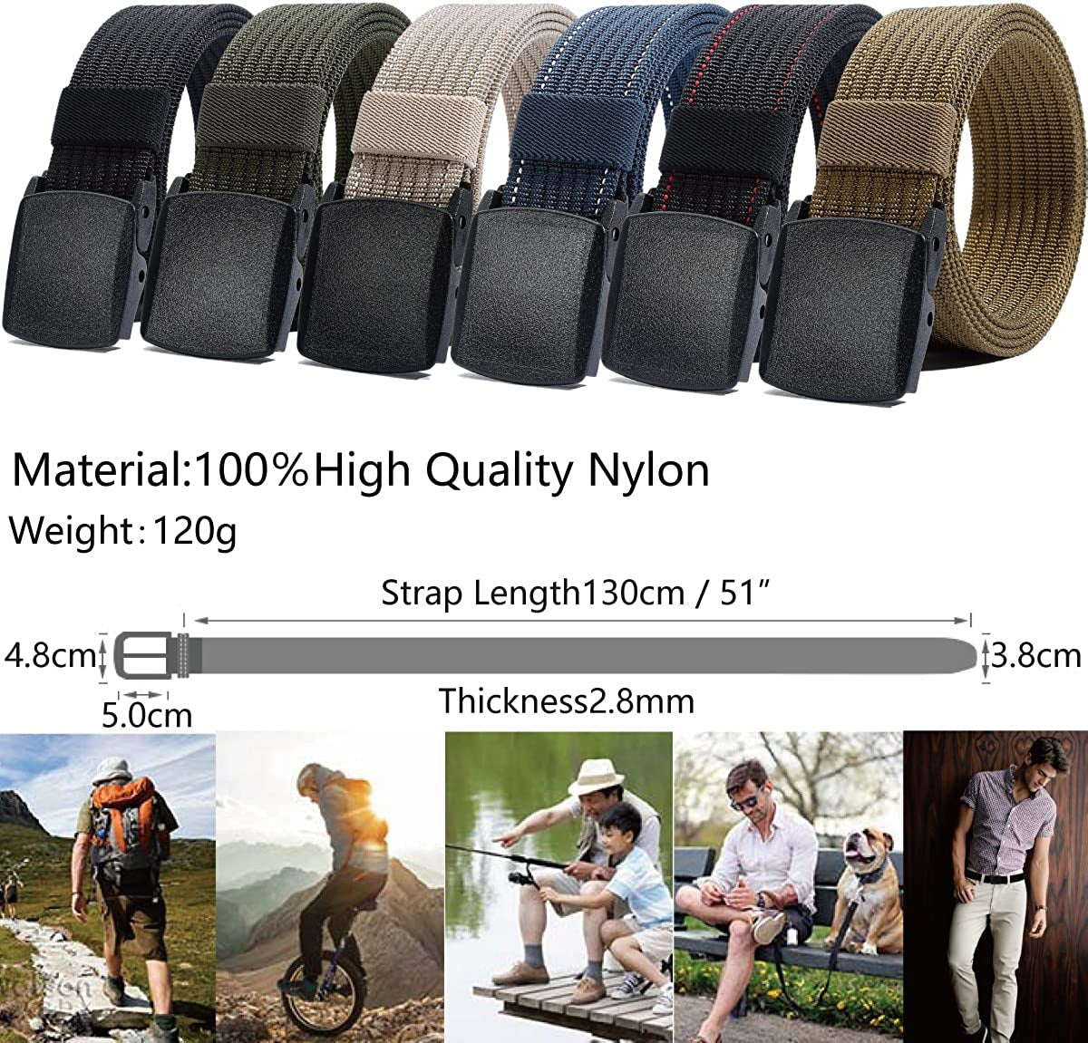 Men Nylon Belt Tactical Military with Plastic Buckle