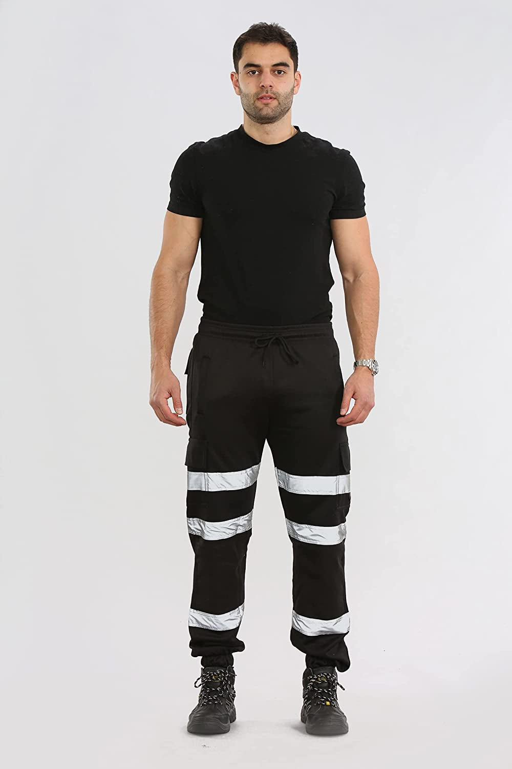 Mens Hi Vis Viz Two Tone Jogging Bottoms Combat Trousers Workwear Joggers