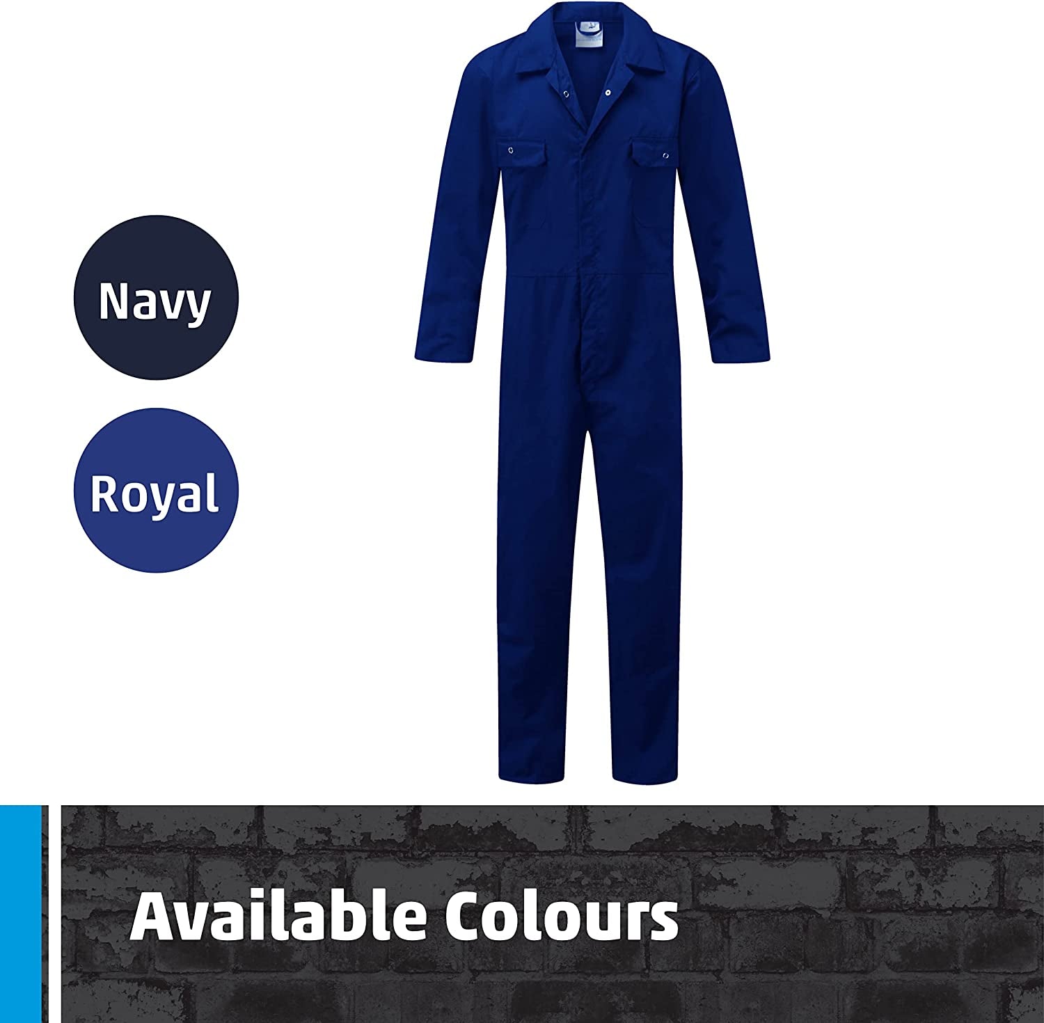 Fort - Workforce Coverall - Medium - Royal Blue Coveralls - 210Gsm - Studded Pockets - Comfortable Work Suit - Durable Mens Overalls - Work Overalls for Men