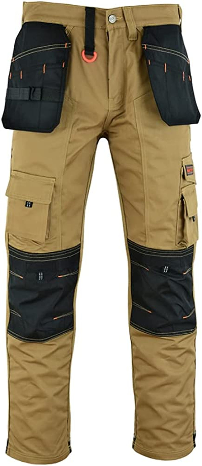 Men Holster Work Trousers Black - Heavy Duty Safety Combat Cargo Pants - Multi Pockets - Knee Pad Pockets - Triple Stitched - Durable Workwear