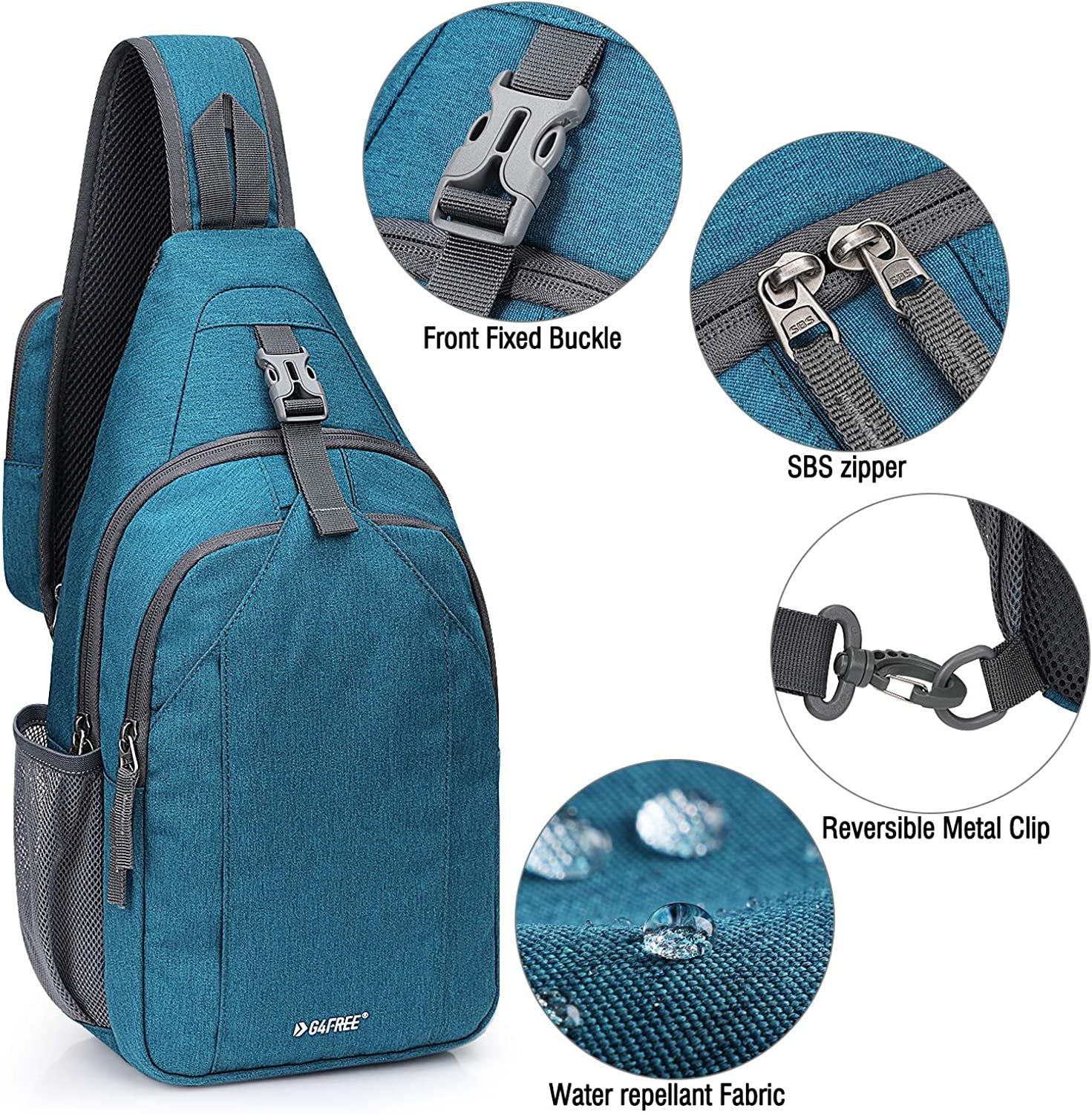 G4Free Sling Bag Backpack anti Theft Chest Shoulder Bag Crossbody Gym Daypack with Earphone Hole for Outdoor Cycling Travel Hiking Men Women