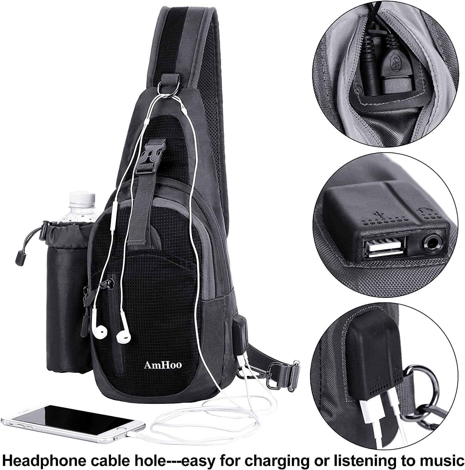 Sling Backpack Chest Shoudler Crossbody Bag Waterproof Hiking Daypack