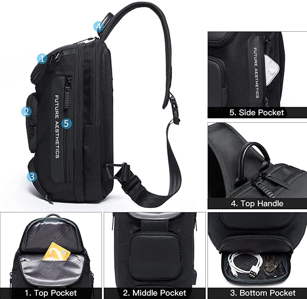Sling Bag, Waterproof Men'S Chest Bag Shoulder Bags Crossbody Sling Backpack for Men Sling Backpacks