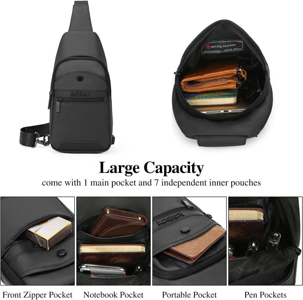 Men’S Sling Bag Casual Cross-Body Backpack Shoulder Chest Bag Water-Resistant Daypack for Business Travel Walking Hiking USB Charging Port
