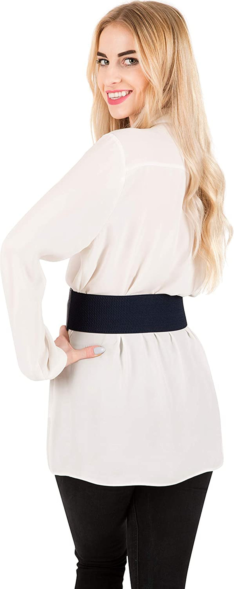 3 Inch Wide Waspie Elastic Vintage Braided Buckle Waist Belt