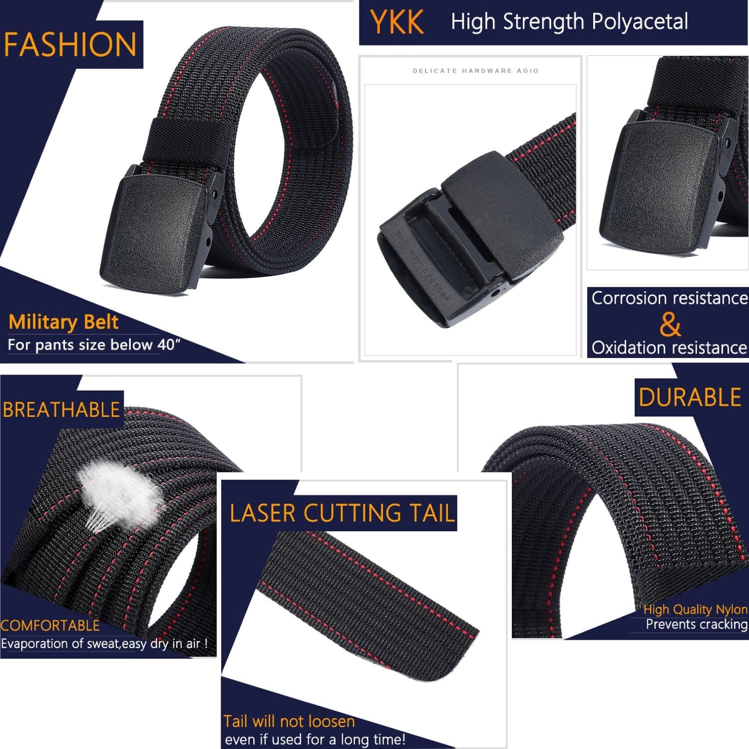 Men Nylon Belt Tactical Military with Plastic Buckle