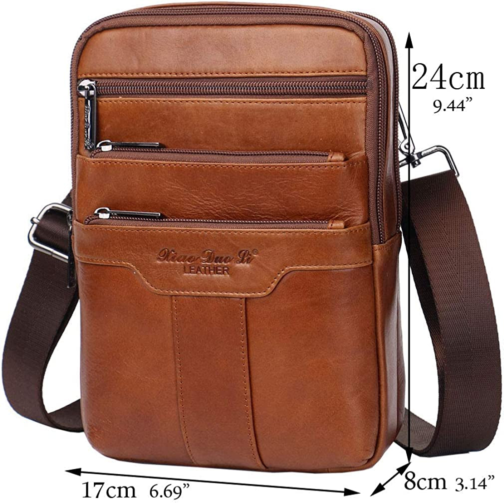 Vintage Leather Shoulder Messenger Bag for Men Travel Business Crossbody Pack Wallet Satchel Sling Chest Bags