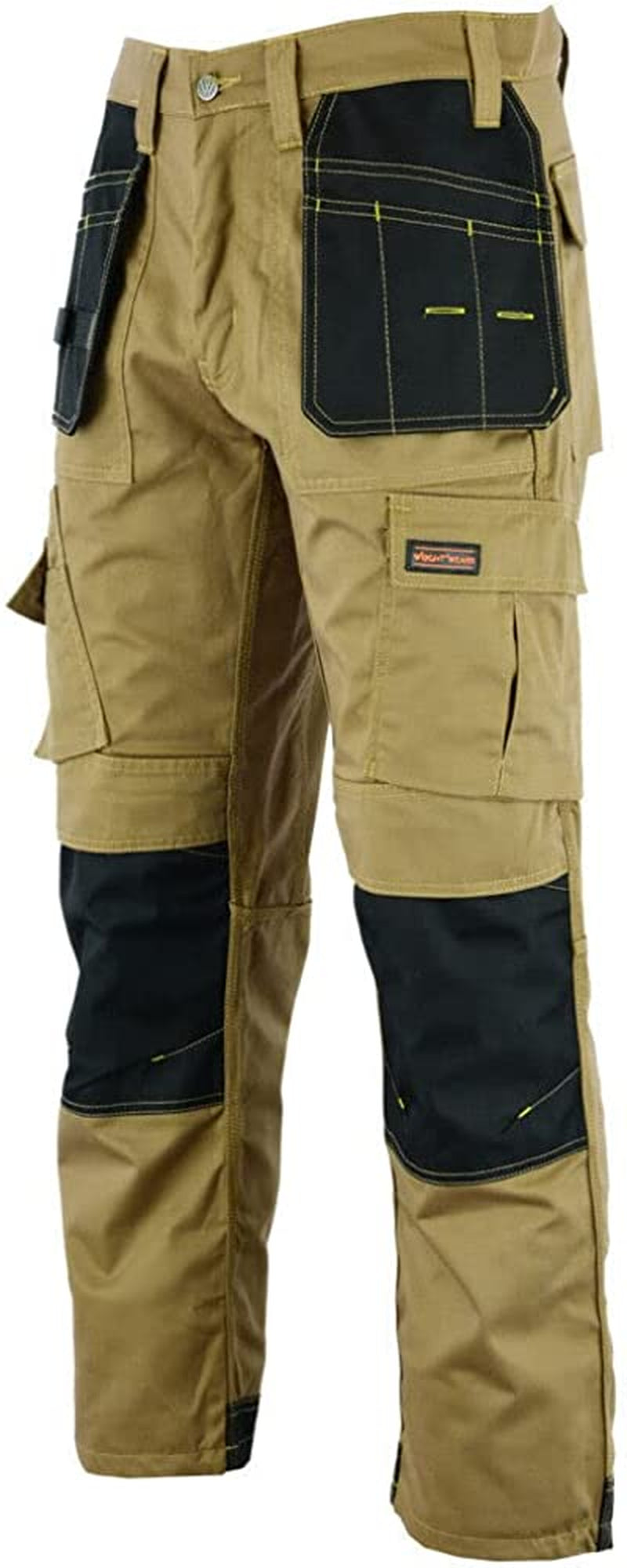 Men Pro Builder Work Trousers Black & Grey - Heavy Duty Safety Combat Cargo Pants - Multi Pockets - Knee Pad Pockets - Triple Stitched - Durable Workwear (30W to 42W)