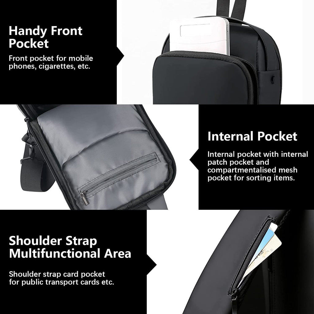 Aucuu Shoulder Bags Chest Bags, Usb Rechargeable Password Bag Sling Bags, Crossbody Daypacks Small Backpacks, Anti-Theft Waterproof Lightweight One Strap Rucksack Messenger Bags for Hiking