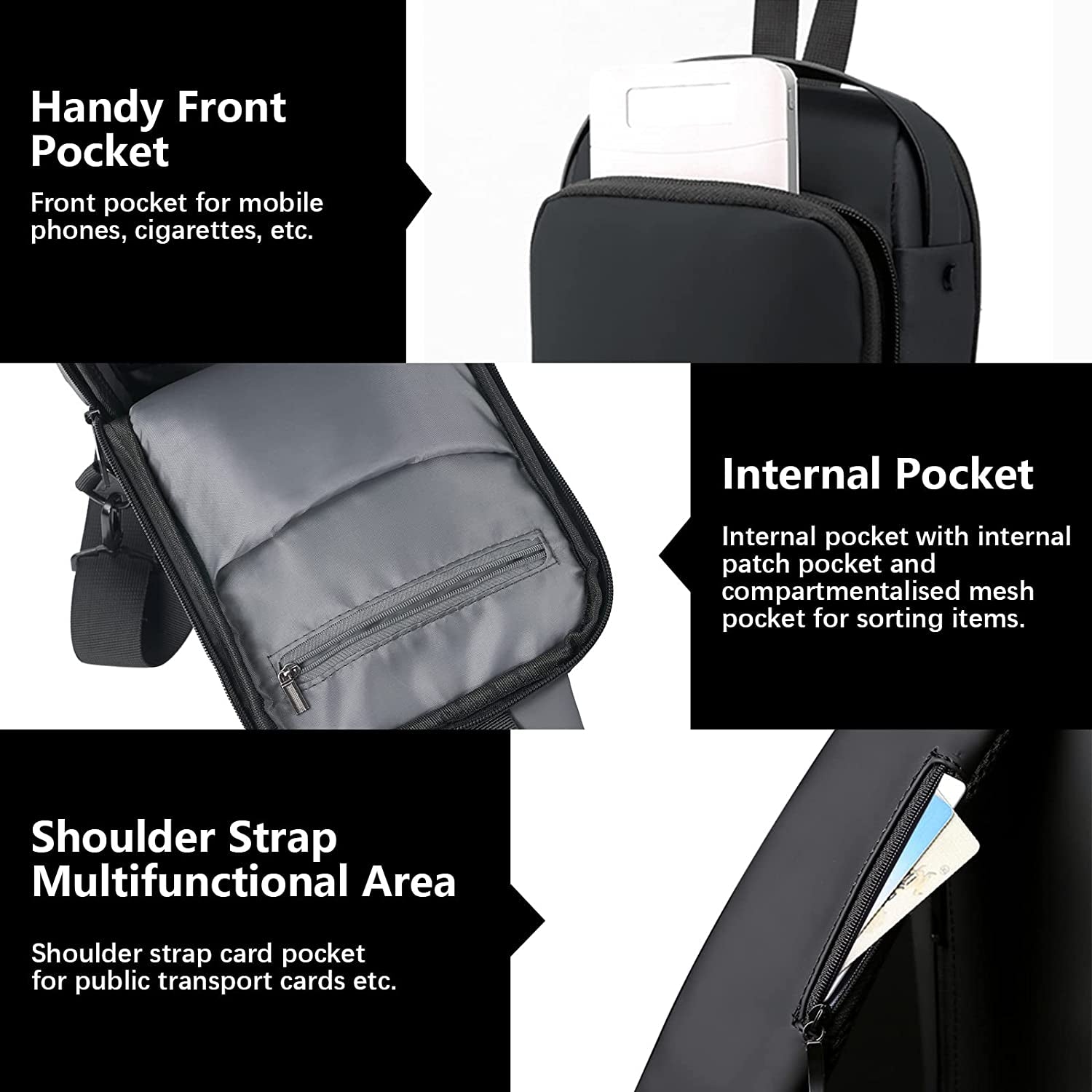 Aucuu Shoulder Bags Chest Bags, Usb Rechargeable Password Bag Sling Bags, Crossbody Daypacks Small Backpacks, Anti-Theft Waterproof Lightweight One Strap Rucksack Messenger Bags for Hiking