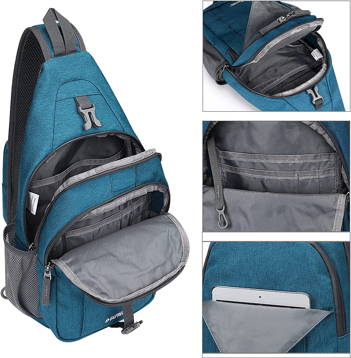 G4Free Sling Bag Backpack anti Theft Chest Shoulder Bag Crossbody Gym Daypack with Earphone Hole for Outdoor Cycling Travel Hiking Men Women