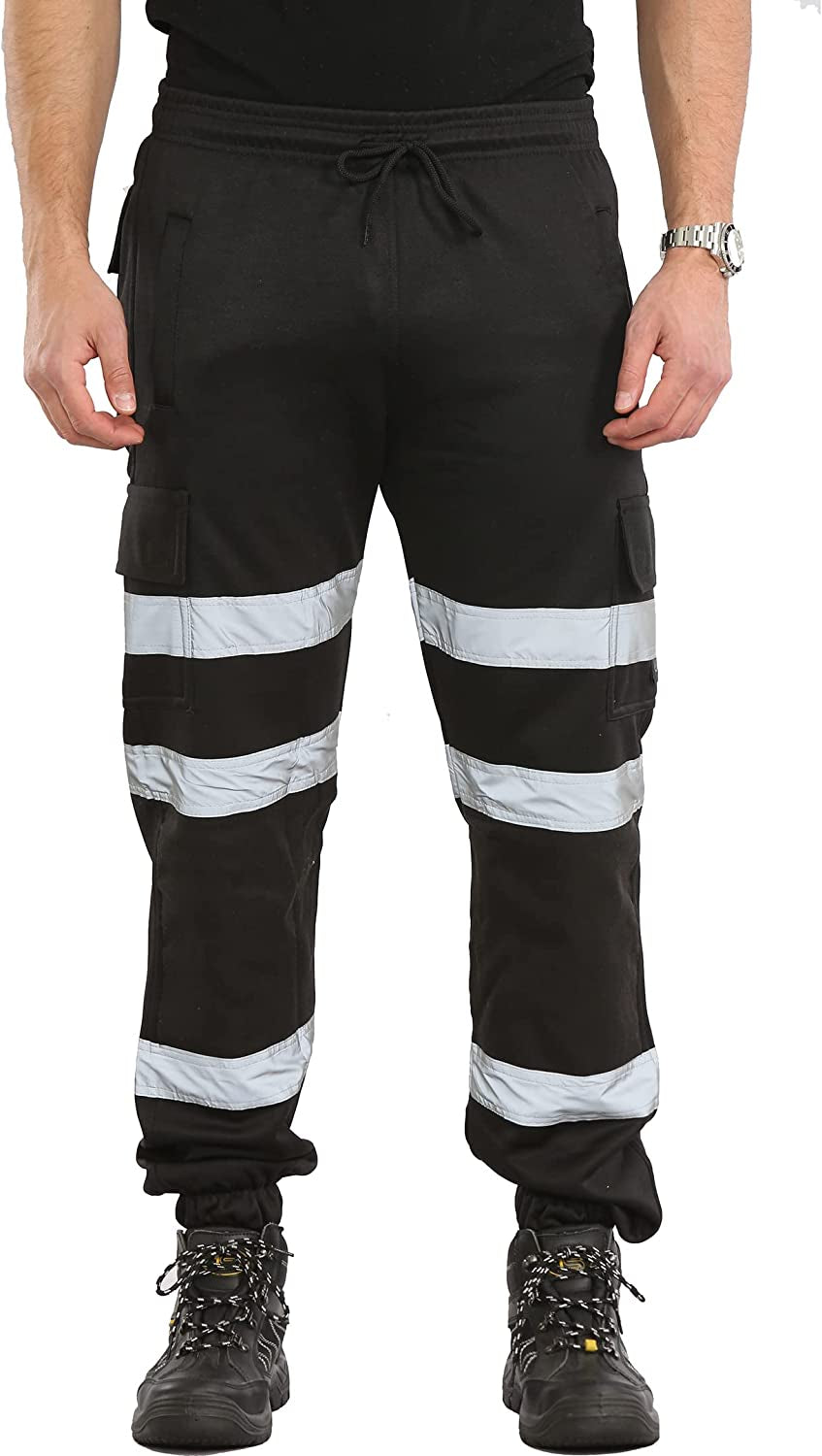 Mens Hi Vis Viz Two Tone Jogging Bottoms Combat Trousers Workwear Joggers