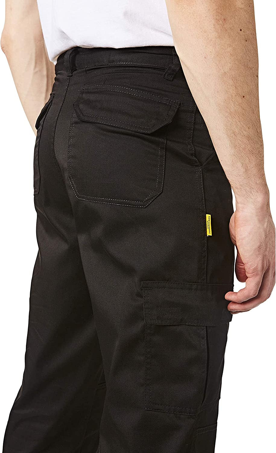 Iron Mountain Workwear IMPNT100 Mens Heavy Duty Easy Care Multi Pocket Knee Pad Pocket Work Safety Classic Cargo Pants Trousers,Black -Short 36" Waist