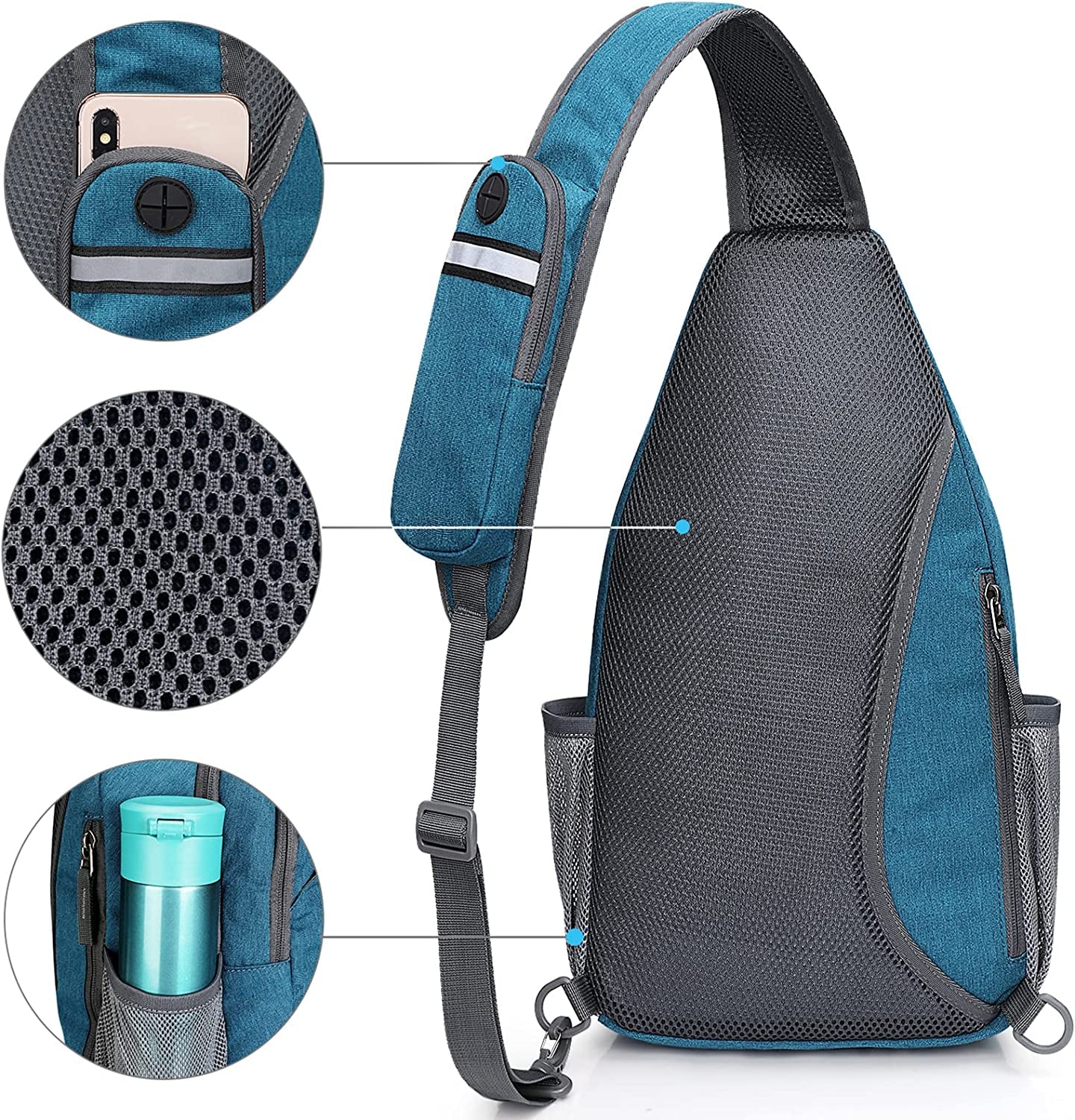 G4Free Sling Bag Backpack anti Theft Chest Shoulder Bag Crossbody Gym Daypack with Earphone Hole for Outdoor Cycling Travel Hiking Men Women