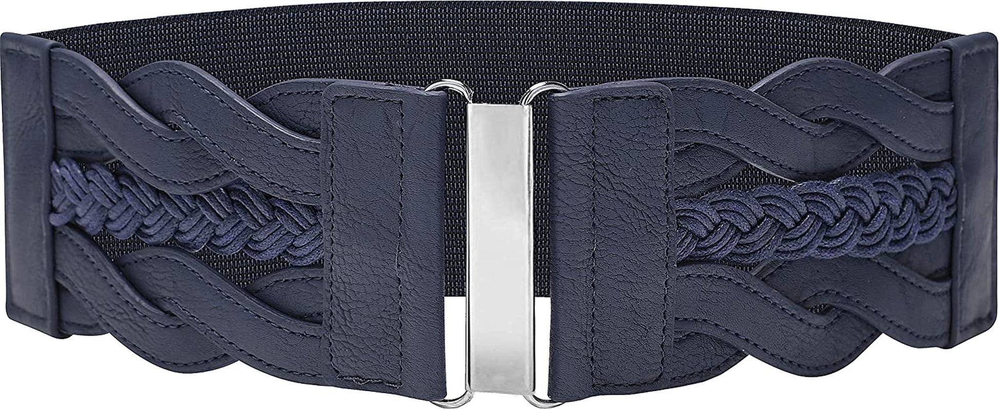 3 Inch Wide Waspie Elastic Vintage Braided Buckle Waist Belt