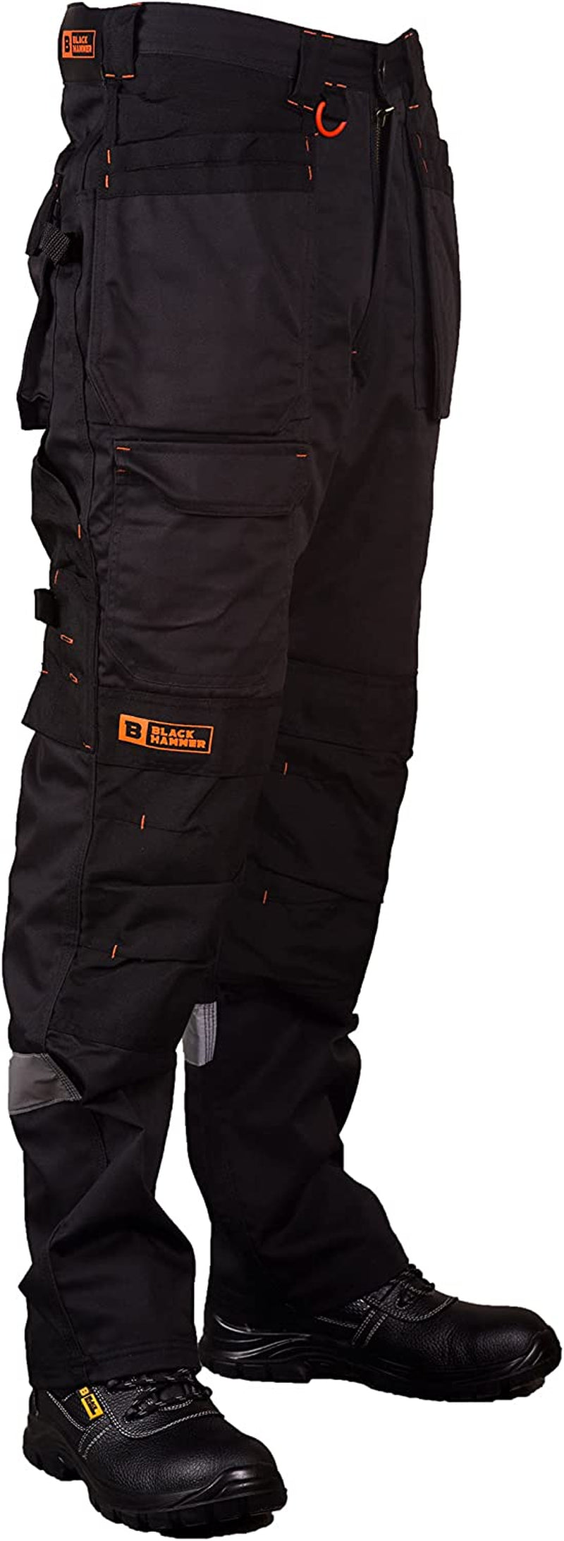 Mens Work Trousers Multi Pockets Cargo Heavy Duty Triple Stitched with Cordura Reinforcing Stress Points and Knee Pad Pockets Phenomenal Adult Workwear Trousers