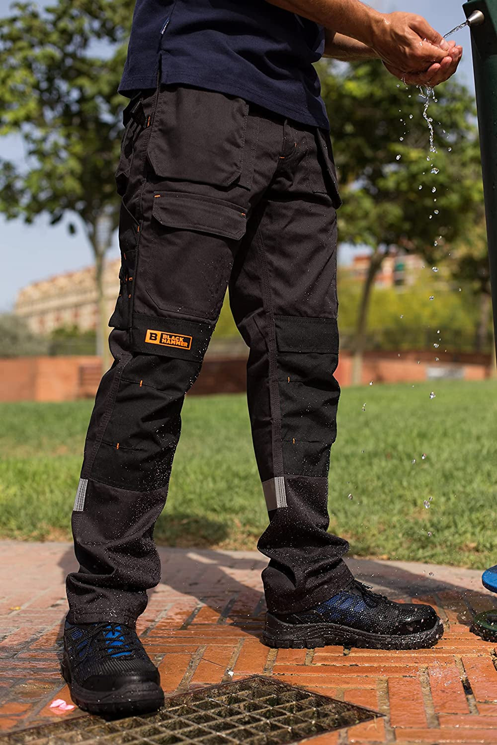 Mens Work Trousers Multi Pockets Cargo Heavy Duty Triple Stitched with Cordura Reinforcing Stress Points and Knee Pad Pockets Phenomenal Adult Workwear Trousers