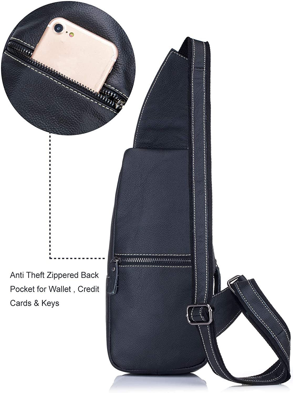 Men'S Sling Bag Genuine Leather Bags for Men Crossbody Bag Chest Shoulder Backpack Vintage Water Resistant