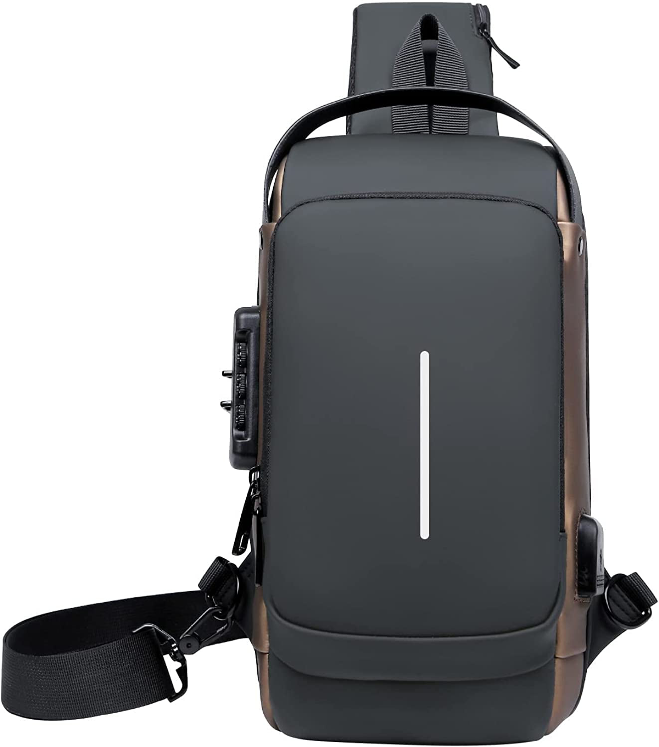Aucuu Shoulder Bags Chest Bags, Usb Rechargeable Password Bag Sling Bags, Crossbody Daypacks Small Backpacks, Anti-Theft Waterproof Lightweight One Strap Rucksack Messenger Bags for Hiking