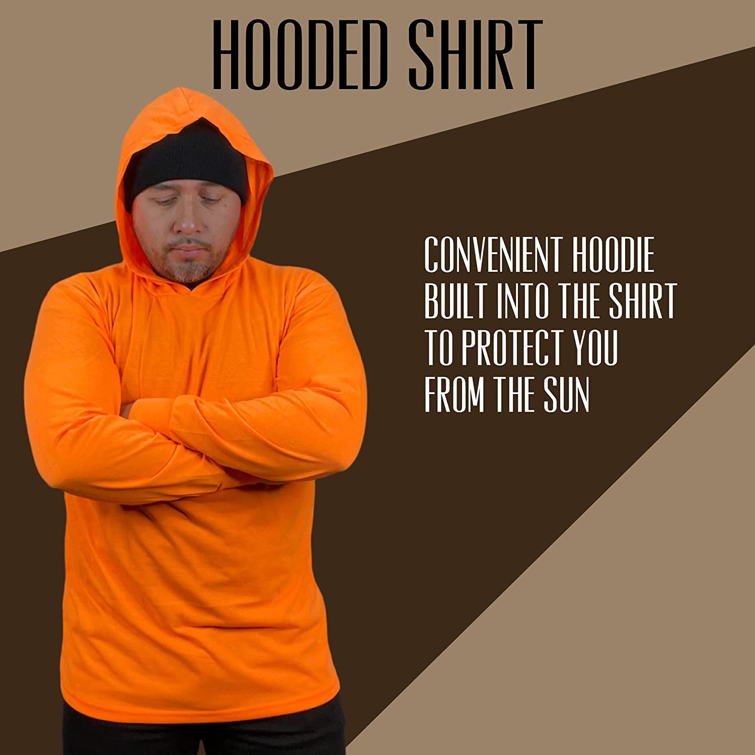 Safety Orange High Visibility Shirts for Men, Hi Vis Long Sleeve Work Shirts for Men Construction Pack