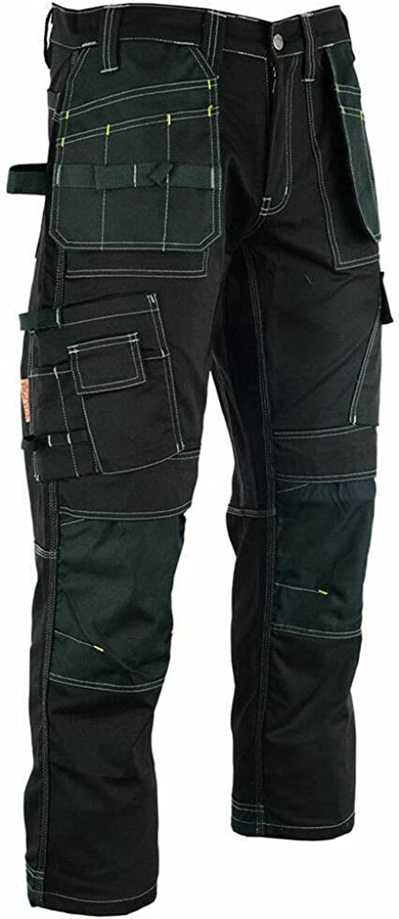 Men Pro Builder Work Trousers Black & Grey - Heavy Duty Safety Combat Cargo Pants - Multi Pockets - Knee Pad Pockets - Triple Stitched - Durable Workwear (30W to 42W)