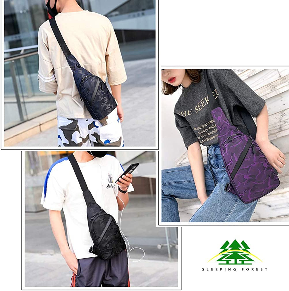 Sling Bag Usb Cross Body Bag Small Chest Bag for Women and Men