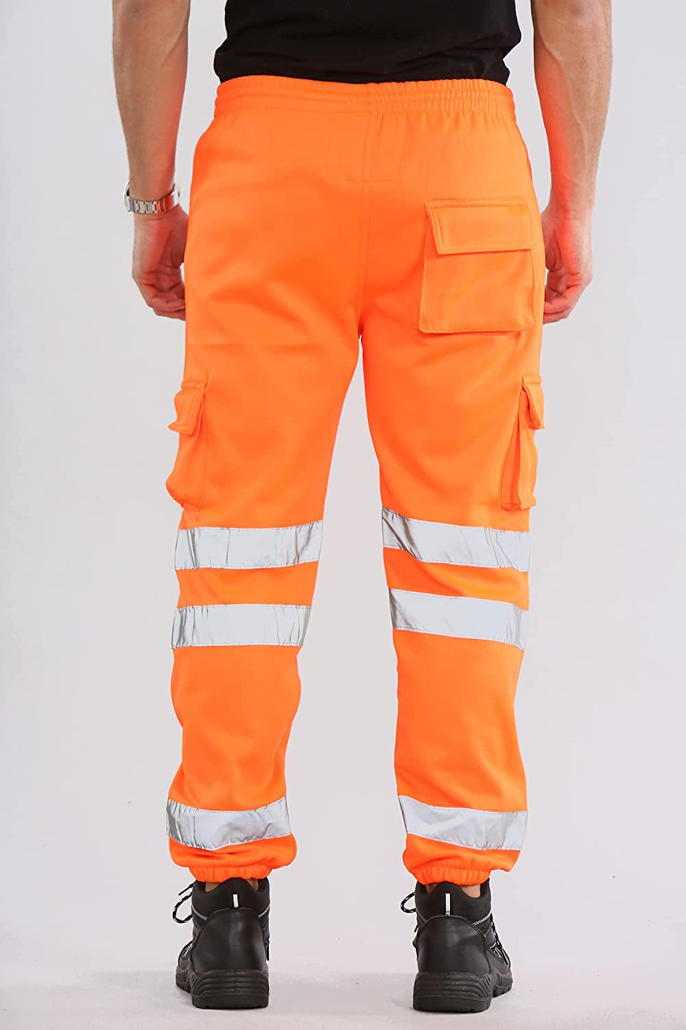 Mens Hi Vis Viz Two Tone Jogging Bottoms Combat Trousers Workwear Joggers