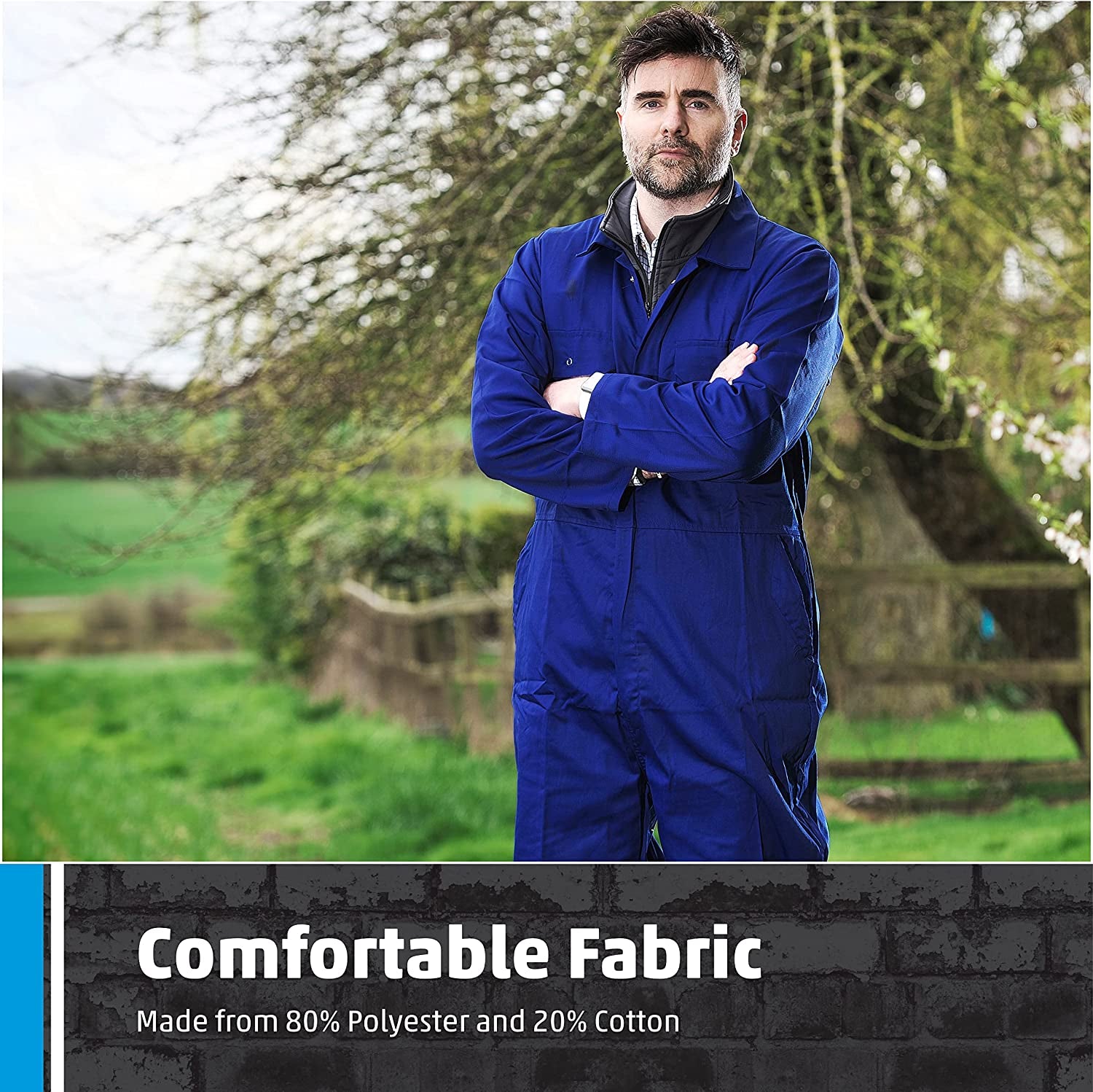 Fort - Workforce Coverall - Medium - Royal Blue Coveralls - 210Gsm - Studded Pockets - Comfortable Work Suit - Durable Mens Overalls - Work Overalls for Men