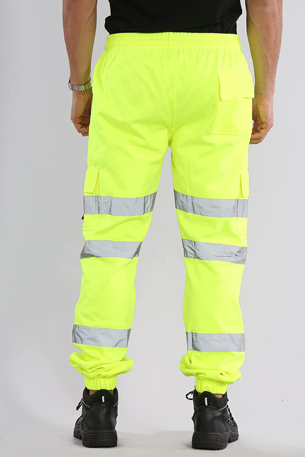 Mens Hi Vis Viz Two Tone Jogging Bottoms Combat Trousers Workwear Joggers