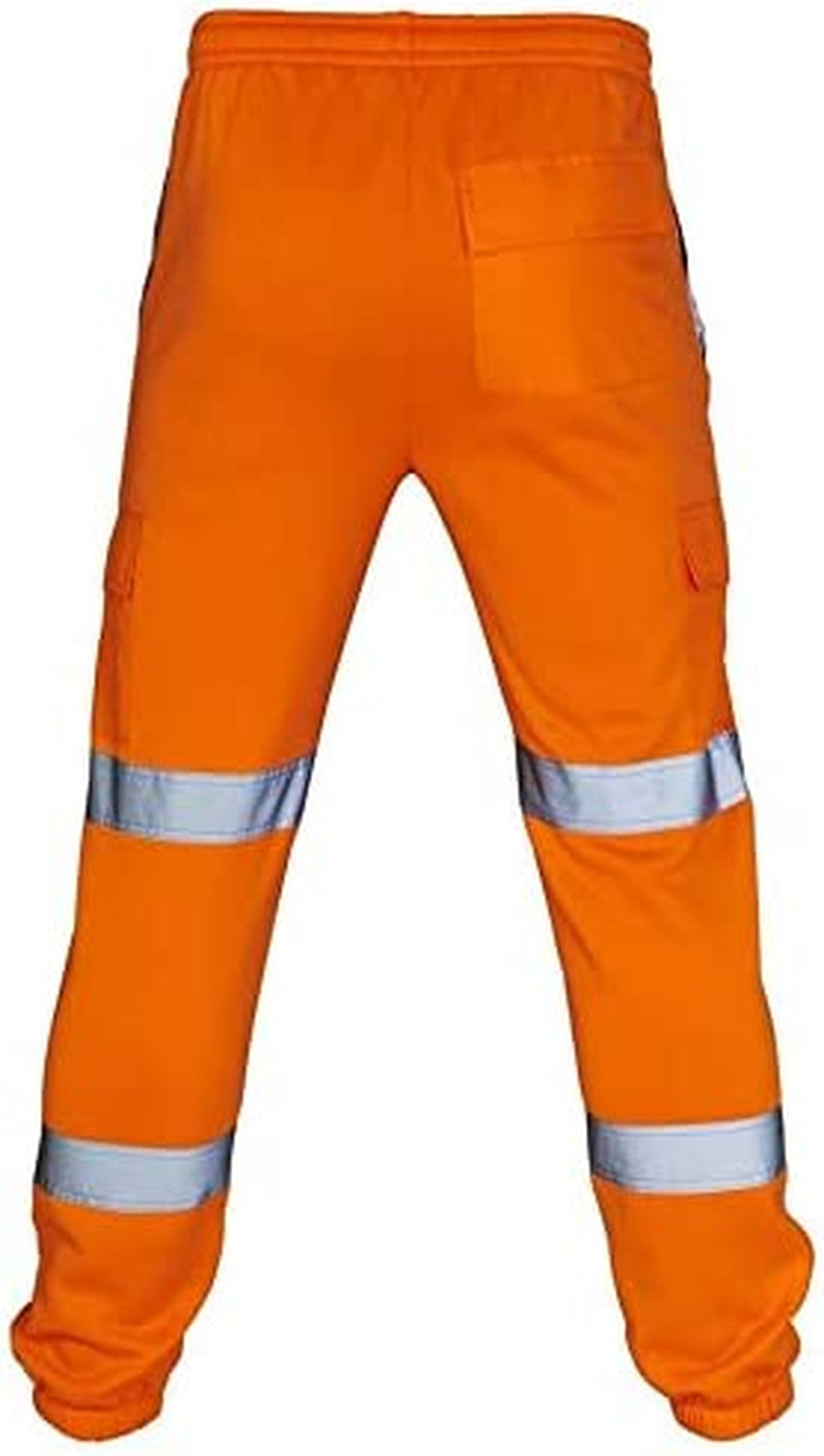 Mens Hi Vis Viz Two Tone Jogging Bottoms Combat Trousers Workwear Joggers