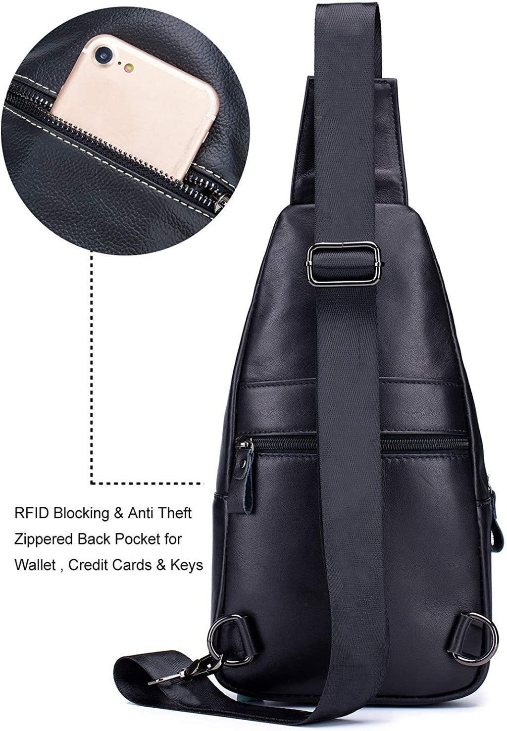 Men'S Sling Bag Genuine Leather Bags for Men Crossbody Bag Chest Shoulder Backpack Vintage Water Resistant