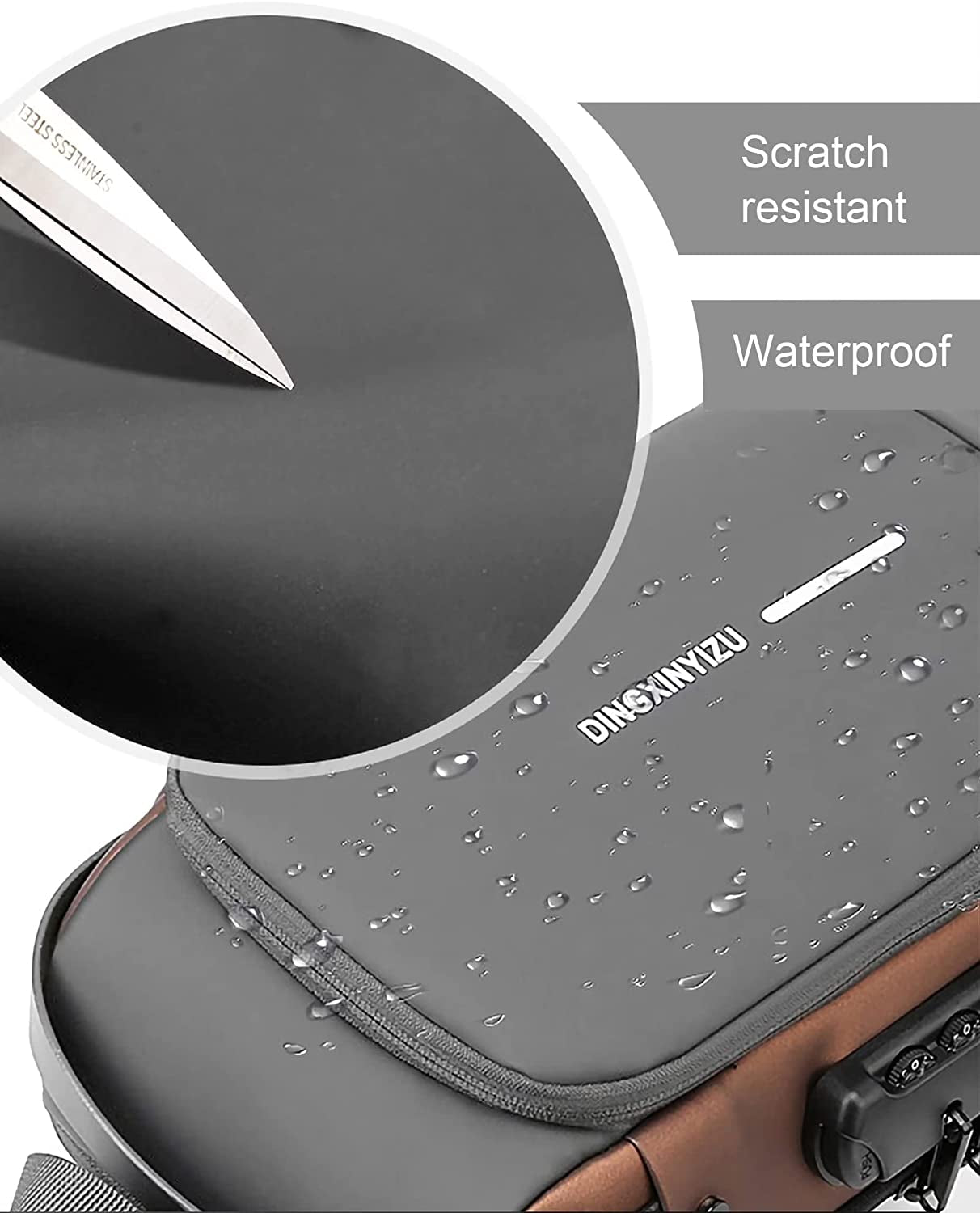 HAN-LBG Sling Bags for Men Women, Waterproof Chest Bag with USB Charging Port Anti-Theft Password Lock Crossbody Backpack Small Flex Shoulder Pack for Hiking Cycling Runningtravel