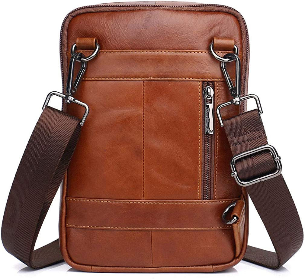 Vintage Leather Shoulder Messenger Bag for Men Travel Business Crossbody Pack Wallet Satchel Sling Chest Bags