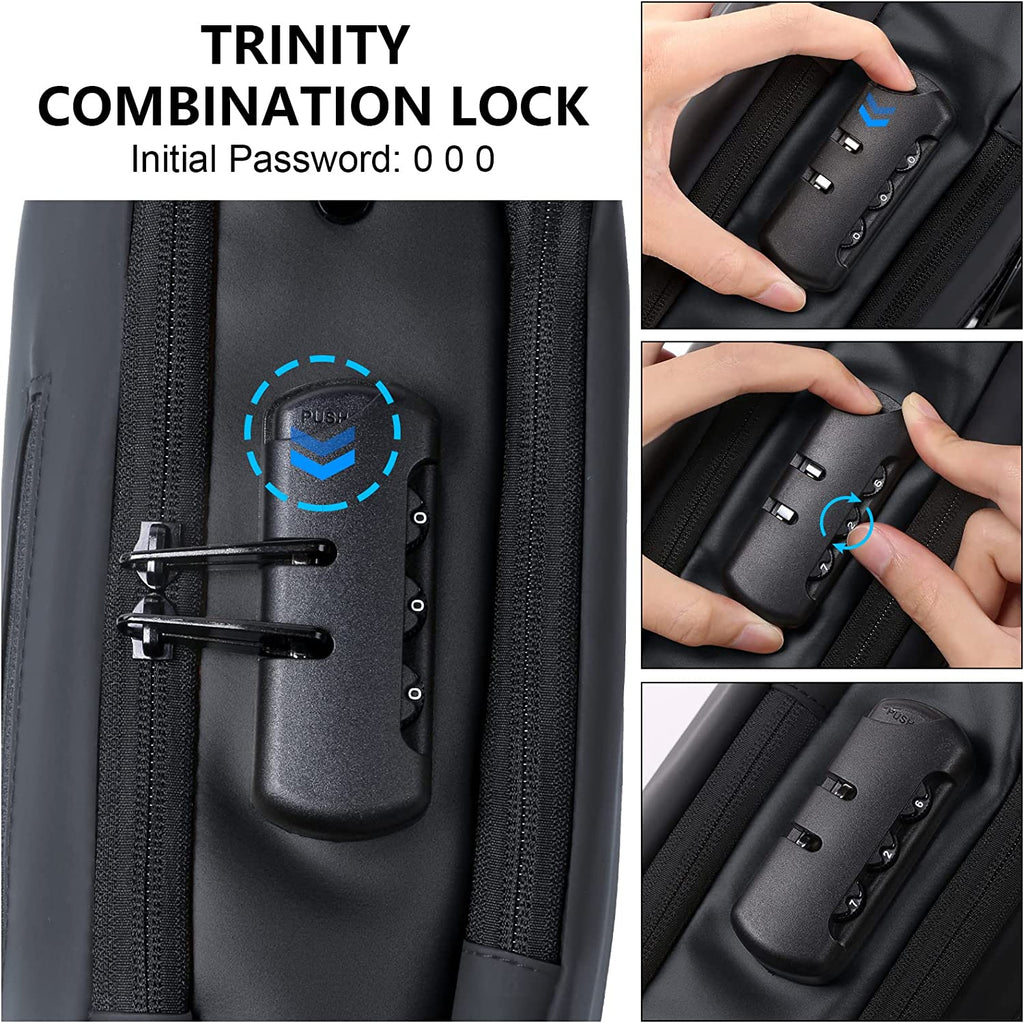 Aucuu Shoulder Bags Chest Bags, Usb Rechargeable Password Bag Sling Bags, Crossbody Daypacks Small Backpacks, Anti-Theft Waterproof Lightweight One Strap Rucksack Messenger Bags for Hiking