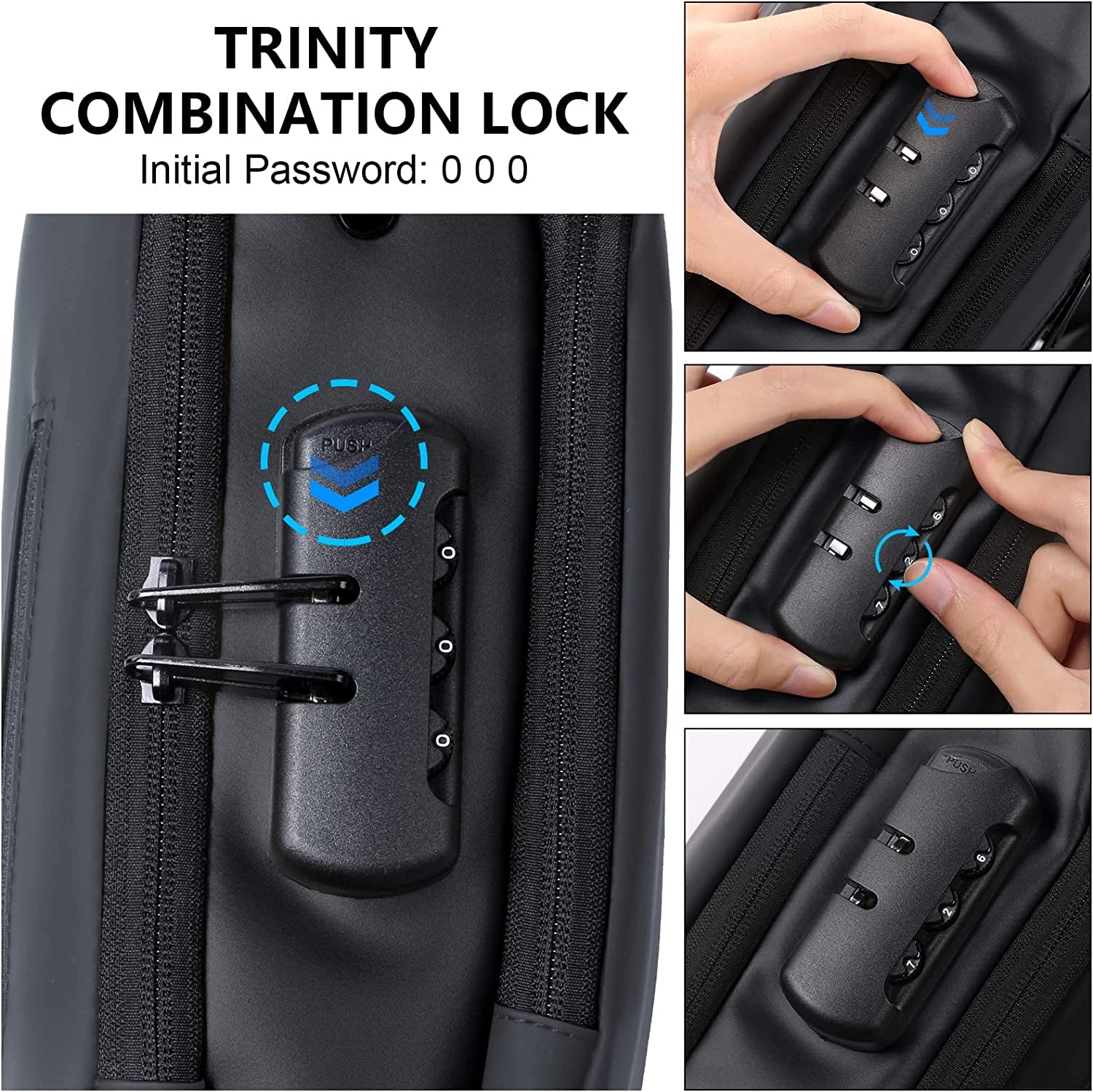 Aucuu Shoulder Bags Chest Bags, Usb Rechargeable Password Bag Sling Bags, Crossbody Daypacks Small Backpacks, Anti-Theft Waterproof Lightweight One Strap Rucksack Messenger Bags for Hiking