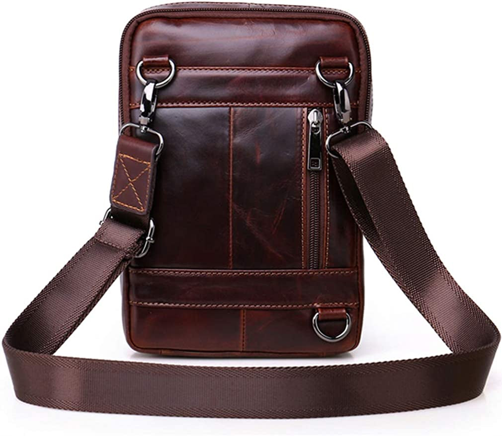 Vintage Leather Shoulder Messenger Bag for Men Travel Business Crossbody Pack Wallet Satchel Sling Chest Bags