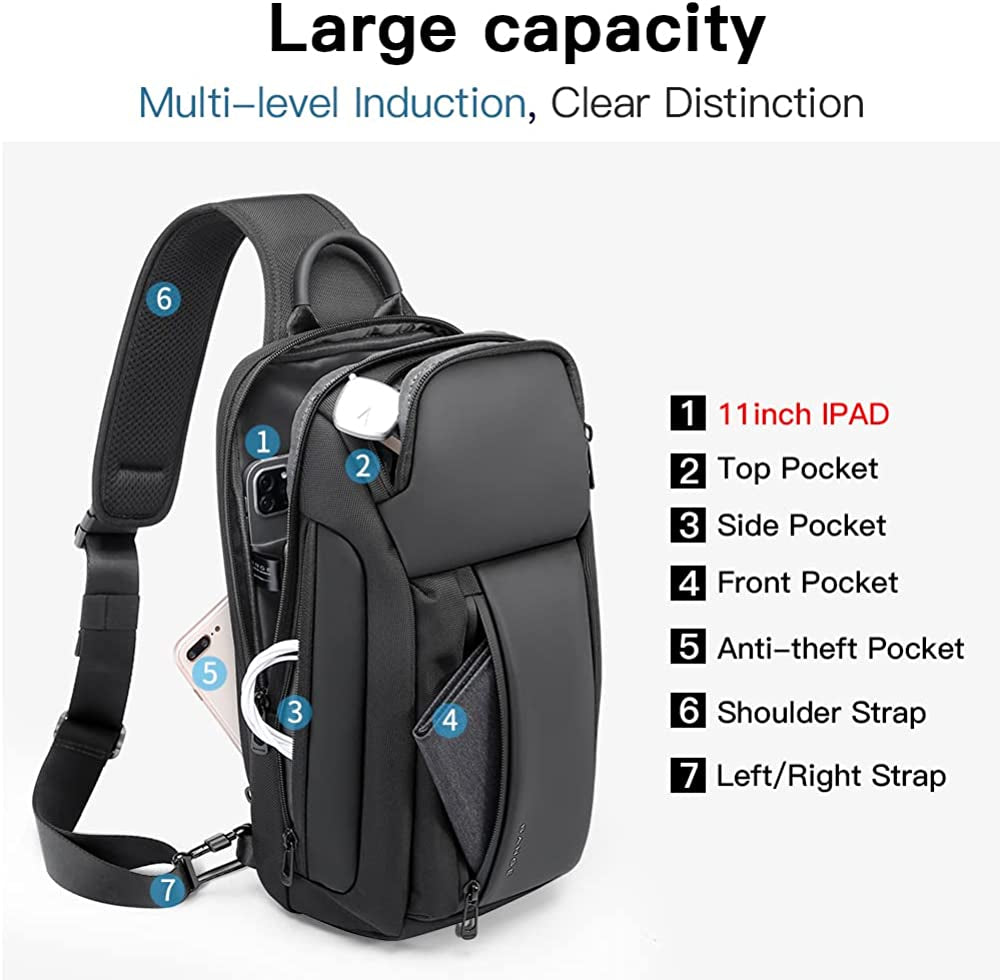 Sling Bag, Waterproof Men'S Chest Bag Shoulder Bags Crossbody Sling Backpack for Men Sling Backpacks