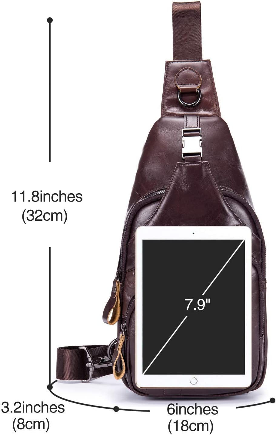 Men'S Sling Bag Genuine Leather Bags for Men Crossbody Bag Chest Shoulder Backpack Vintage Water Resistant