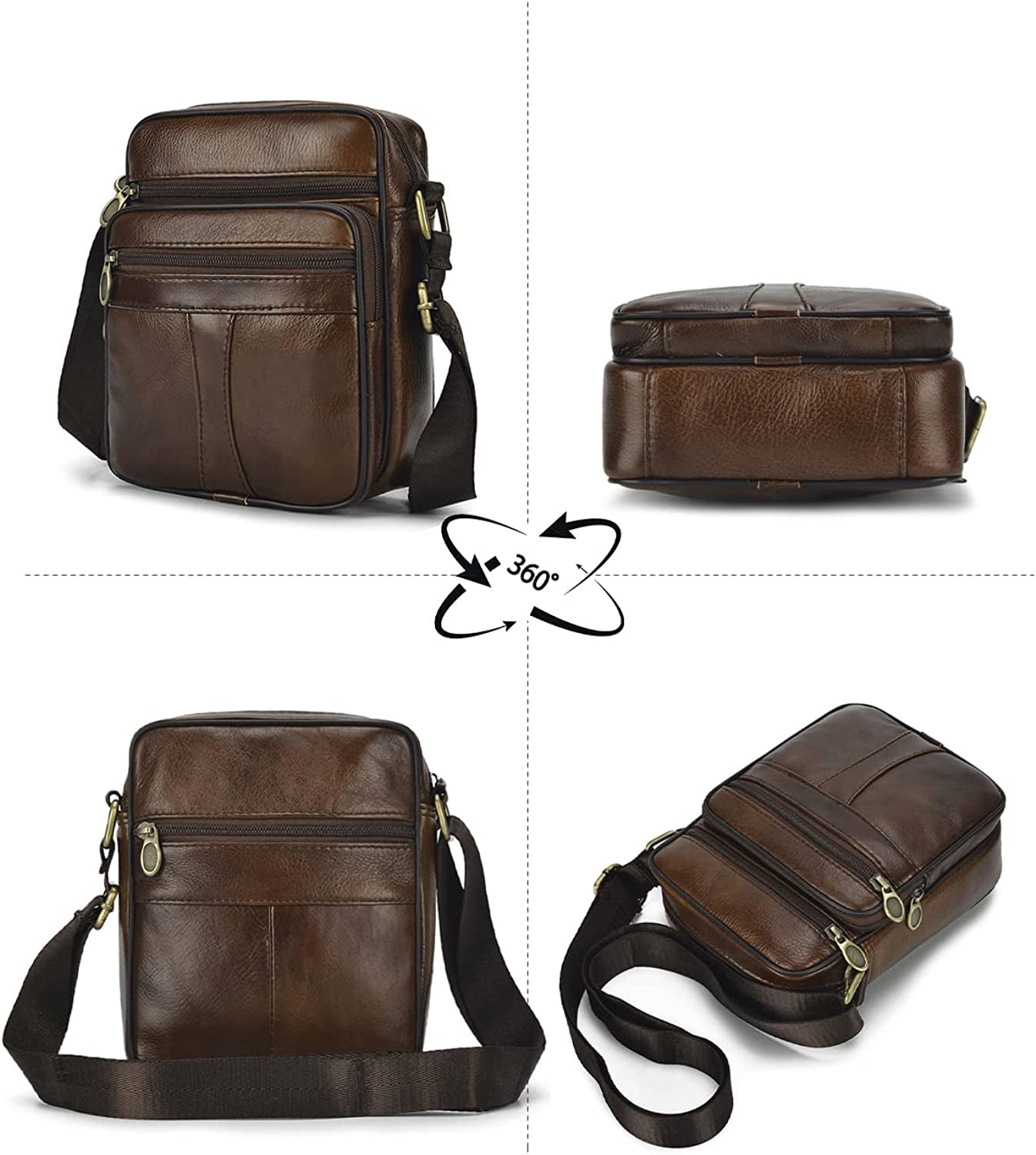 Men'S Shoulder Bags Genuine Leather Cross Body Bag Messenger Business Handbags Small Side Satchel Crossbody Bag