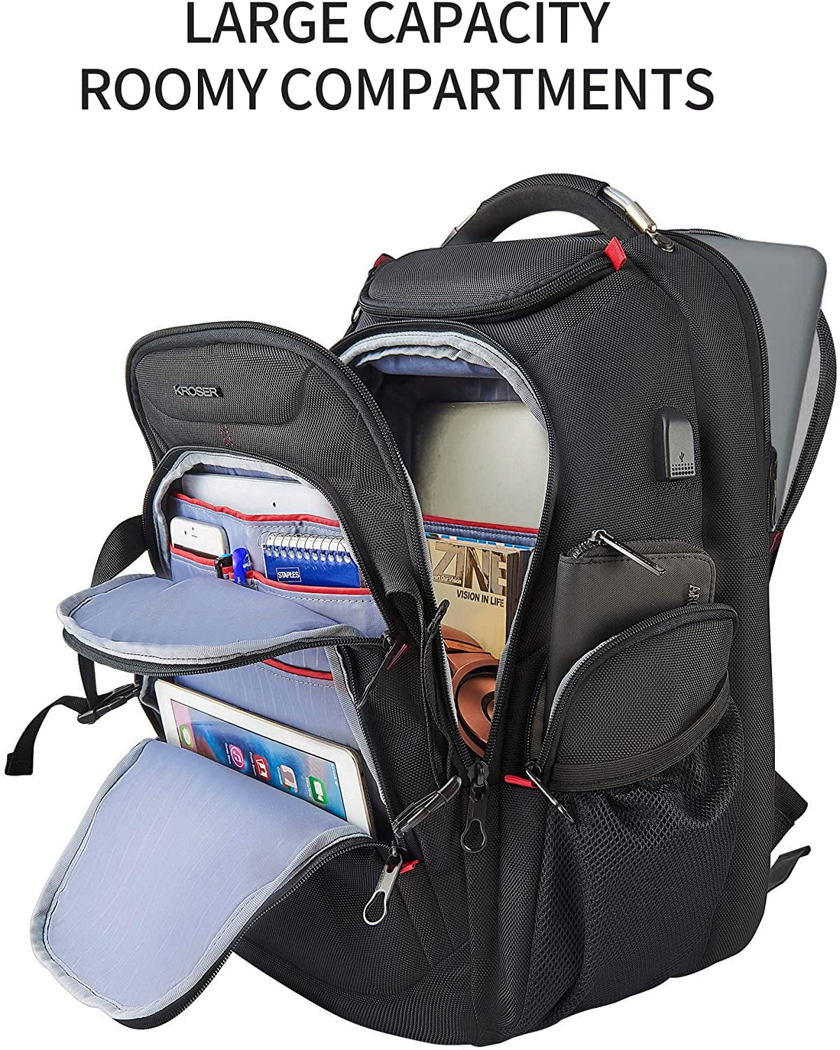 Travel Laptop Backpack 17.3 Inch XL Computer Backpack with Hard Shell Saferoom RFID Pockets Water-Repellent Business College Daypack Stylish School Laptop Bag