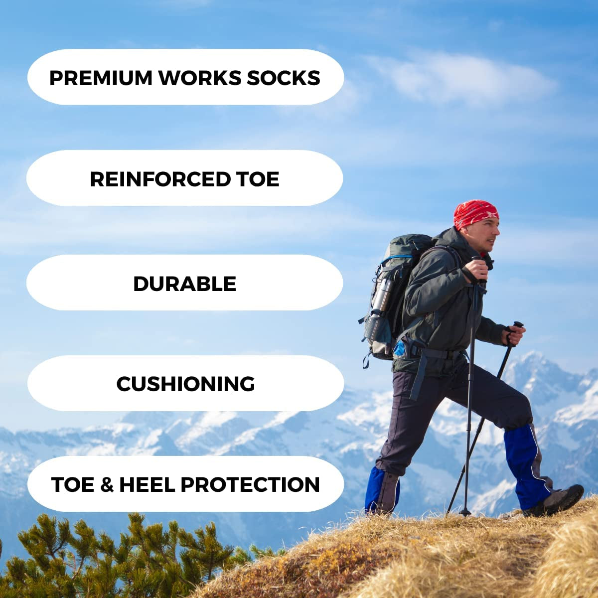 Sock Stack 12 Pairs of Men'S Boot Thermal Hike Socks anti Blister Padded Sole Work Sock UK Size 6-11