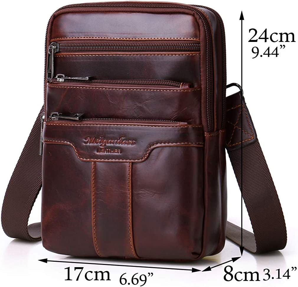 Vintage Leather Shoulder Messenger Bag for Men Travel Business Crossbody Pack Wallet Satchel Sling Chest Bags