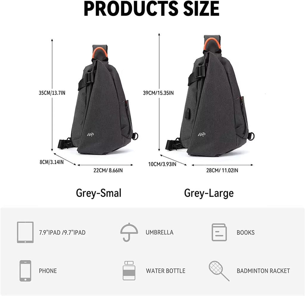 Sling Bags Crossbody Backpack for Men Women,Waterproof Sling Backpack One Strap Shoulder Chest Bag Multipurpose Daypacks with USB Charger Port for Hiking Walking Biking Travel Cycling