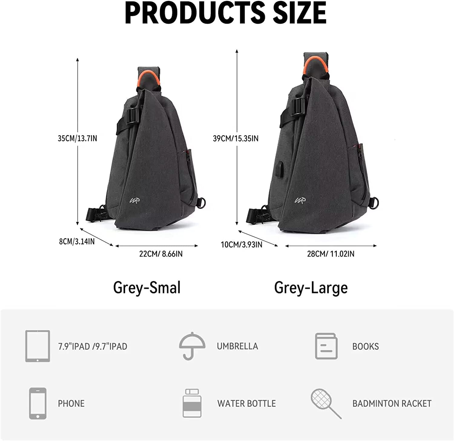 Sling Bags Crossbody Backpack for Men Women,Waterproof Sling Backpack One Strap Shoulder Chest Bag Multipurpose Daypacks with USB Charger Port for Hiking Walking Biking Travel Cycling