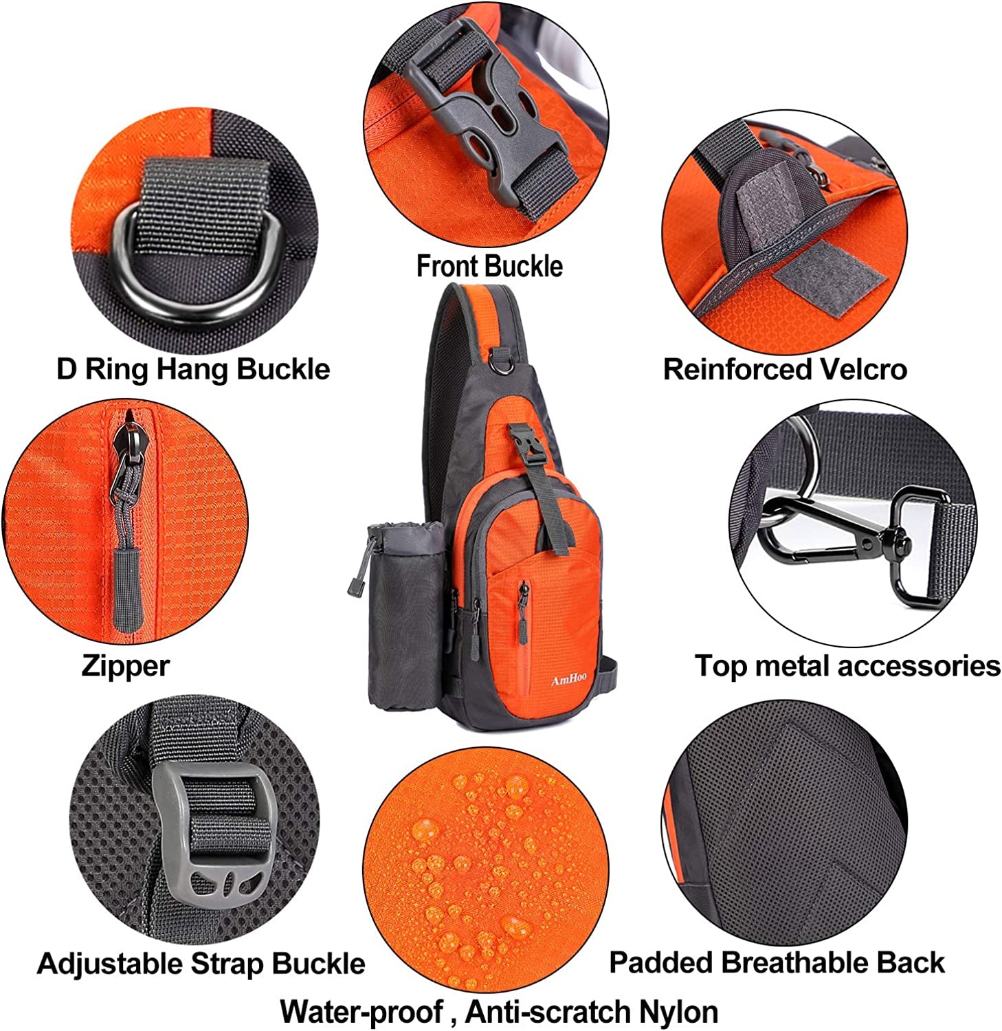 Sling Backpack Chest Shoudler Crossbody Bag Waterproof Hiking Daypack