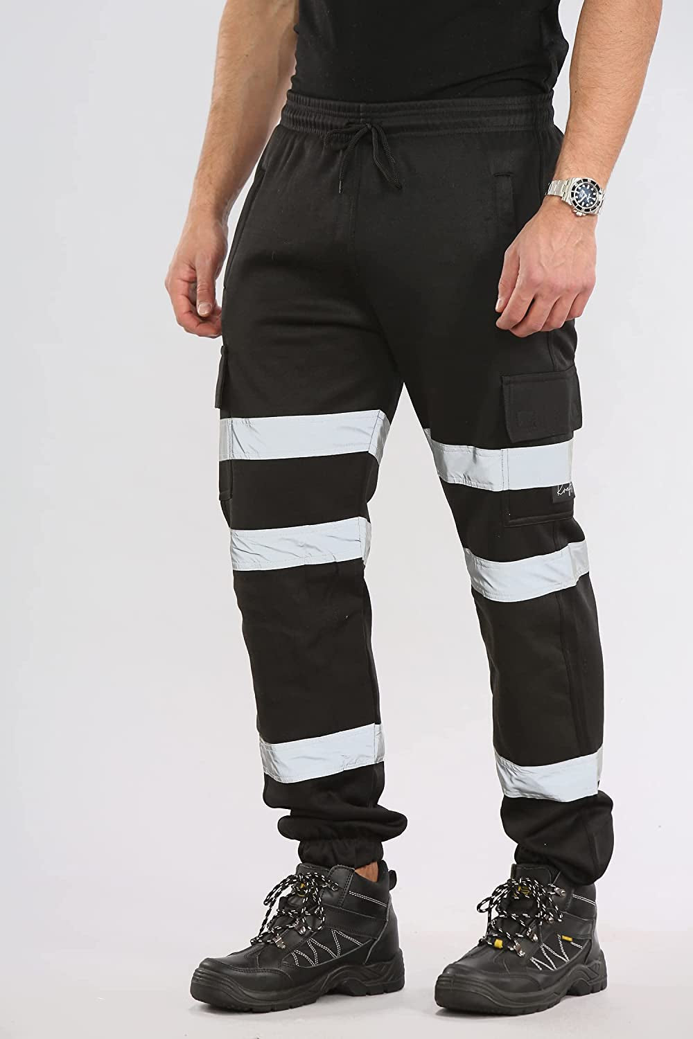 Mens Hi Vis Viz Two Tone Jogging Bottoms Combat Trousers Workwear Joggers