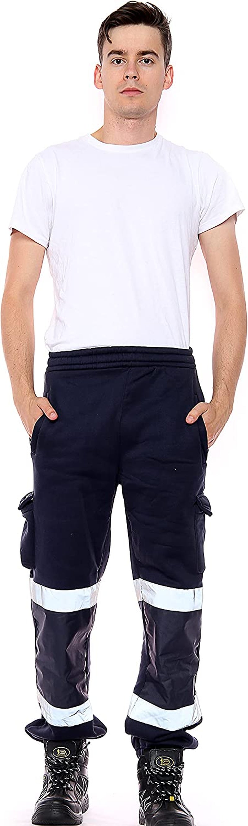 Mens Hi Vis Viz Two Tone Jogging Bottoms Combat Trousers Workwear Joggers