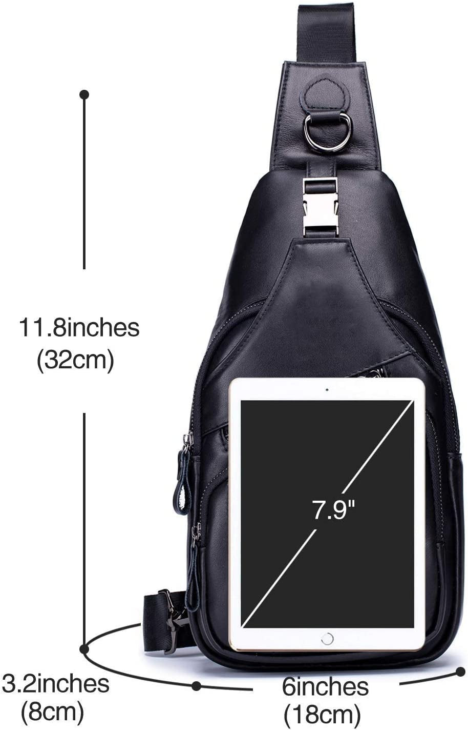 Men'S Sling Bag Genuine Leather Bags for Men Crossbody Bag Chest Shoulder Backpack Vintage Water Resistant